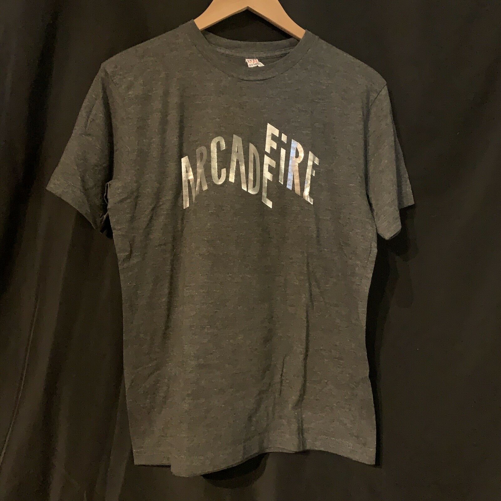 2014 Arcade Fire Reflektor Tour T Shirt Adult Sz M Mens S/s Grey Used Concert