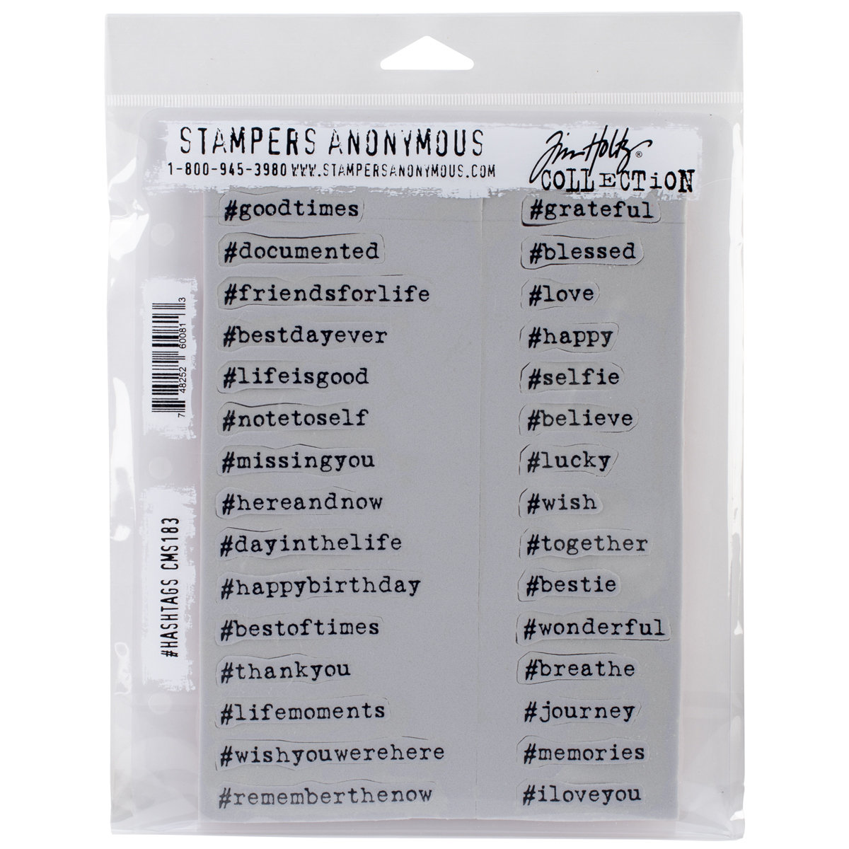 Stampers Anonymous Tim Holtz Cling Stamps 7"x8.5"-hashtags, Cms-lg-183