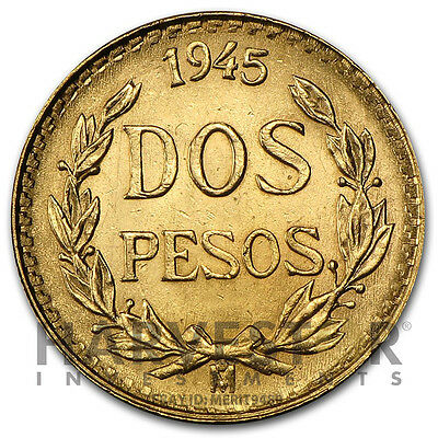 Mexican Gold Dos Pesos - Random Year Coin - Gold Mexican 2 Peso .0482 Agw