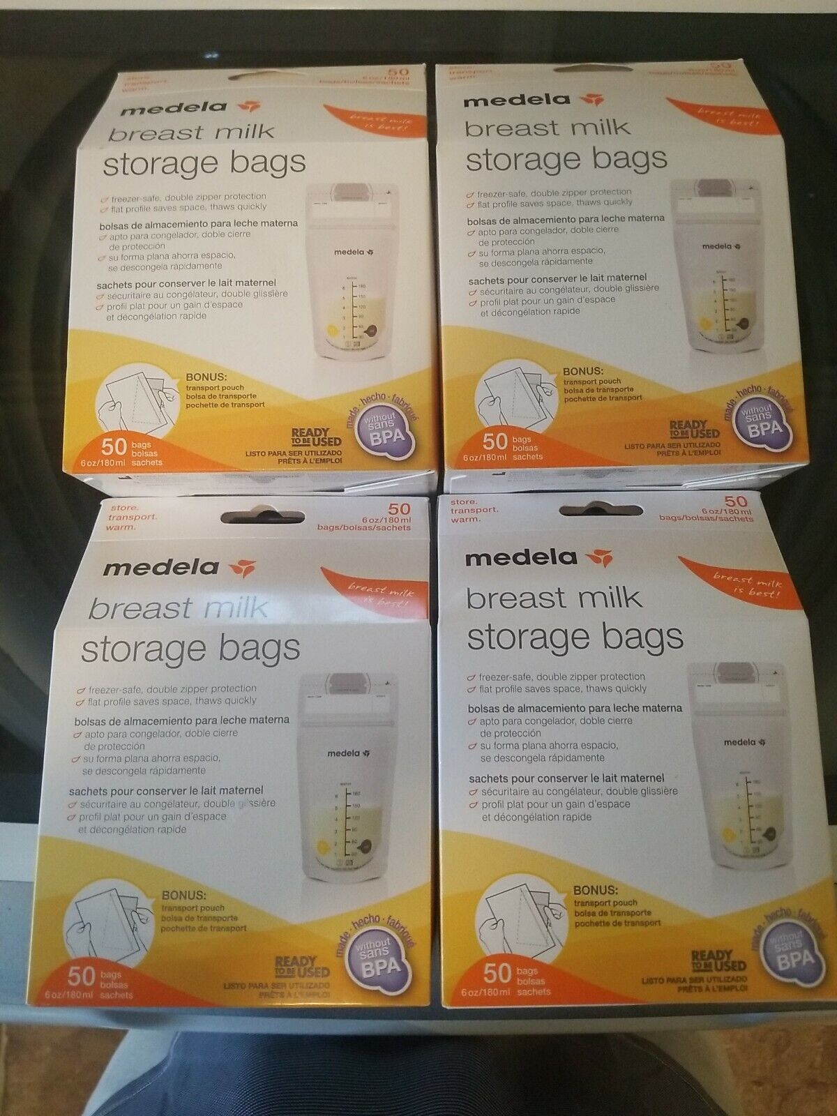 New 4 Boxes Medela Breast Milk Storage Bags 50 Count 6oz-200 Bags Total Lot Of 4