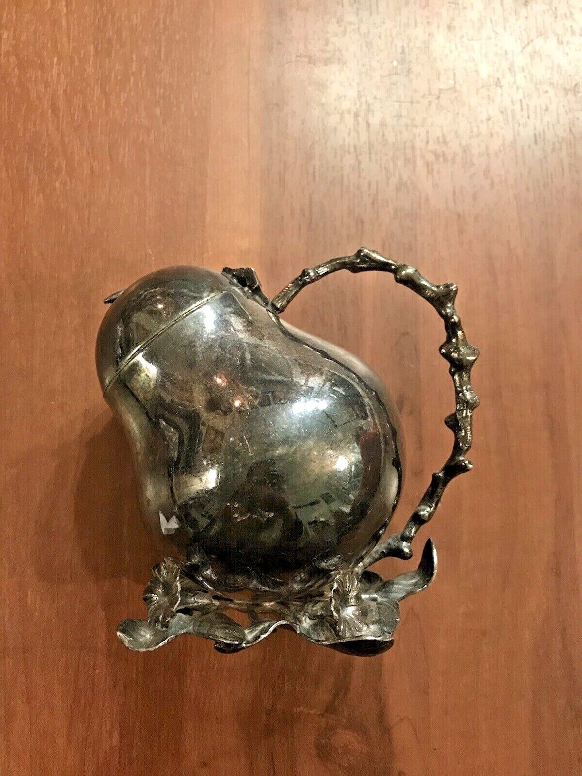 Vintage Philip Ashberry & Sons Silver Plate Pear Sugar Scuttle - No Scoop