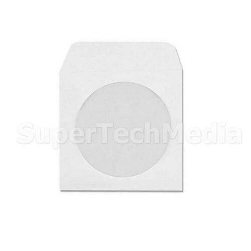100 Cd Dvd White Paper Sleeves With Flap & Clear Window, Ship From Usa