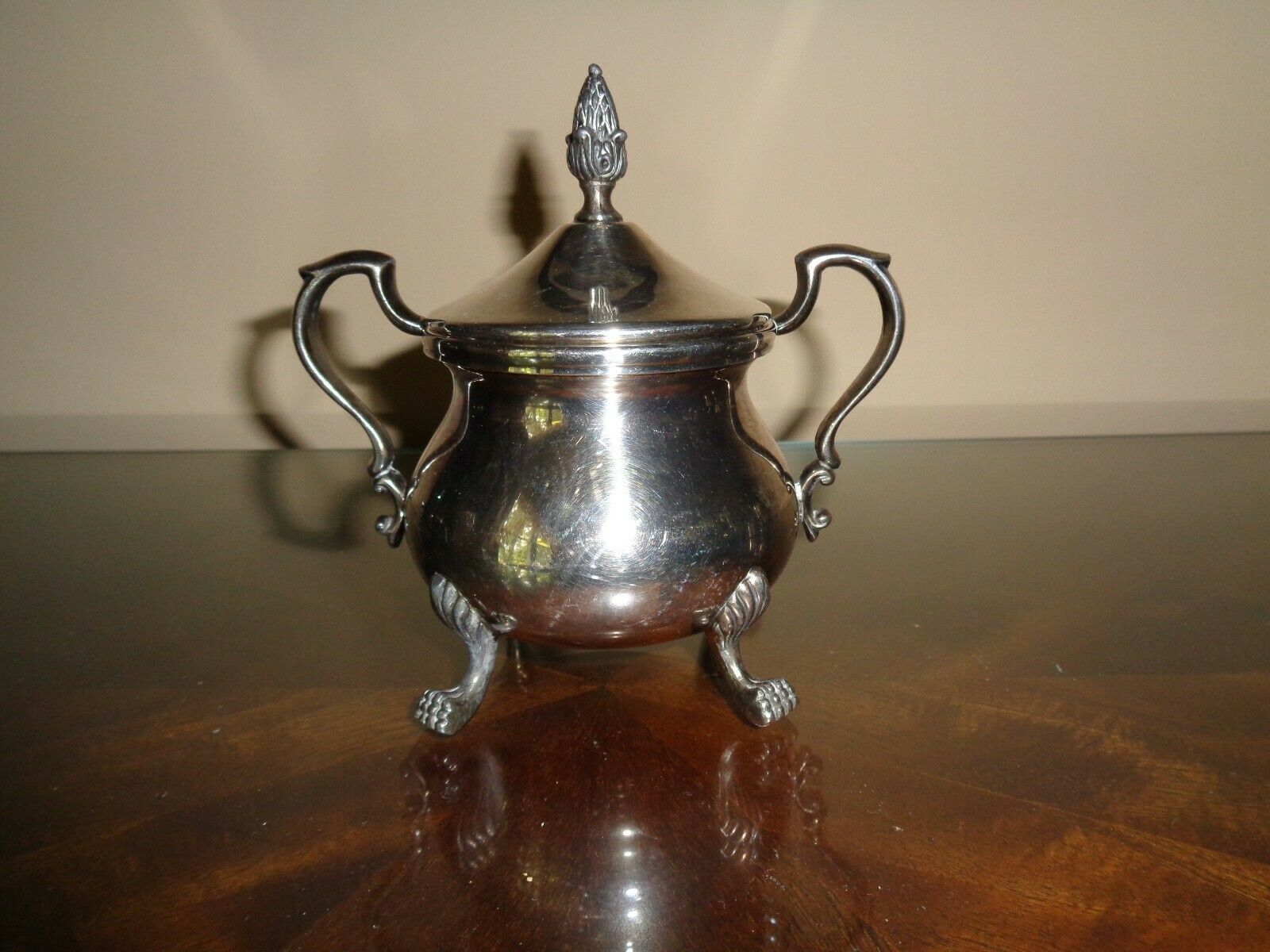 Sheffield Silver Co. Silver Plate Footed Sugar Bowl With Lid