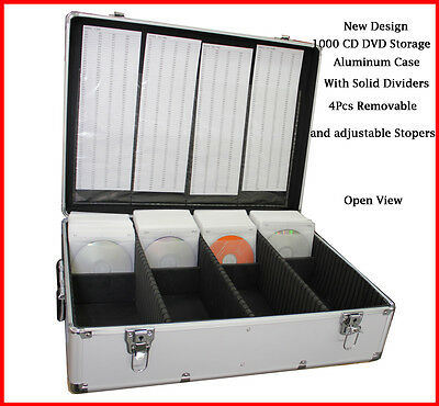 1000 Cd Dvd Silver Aluminum Media Storage Case Mess-free Holder Box With Sleeves
