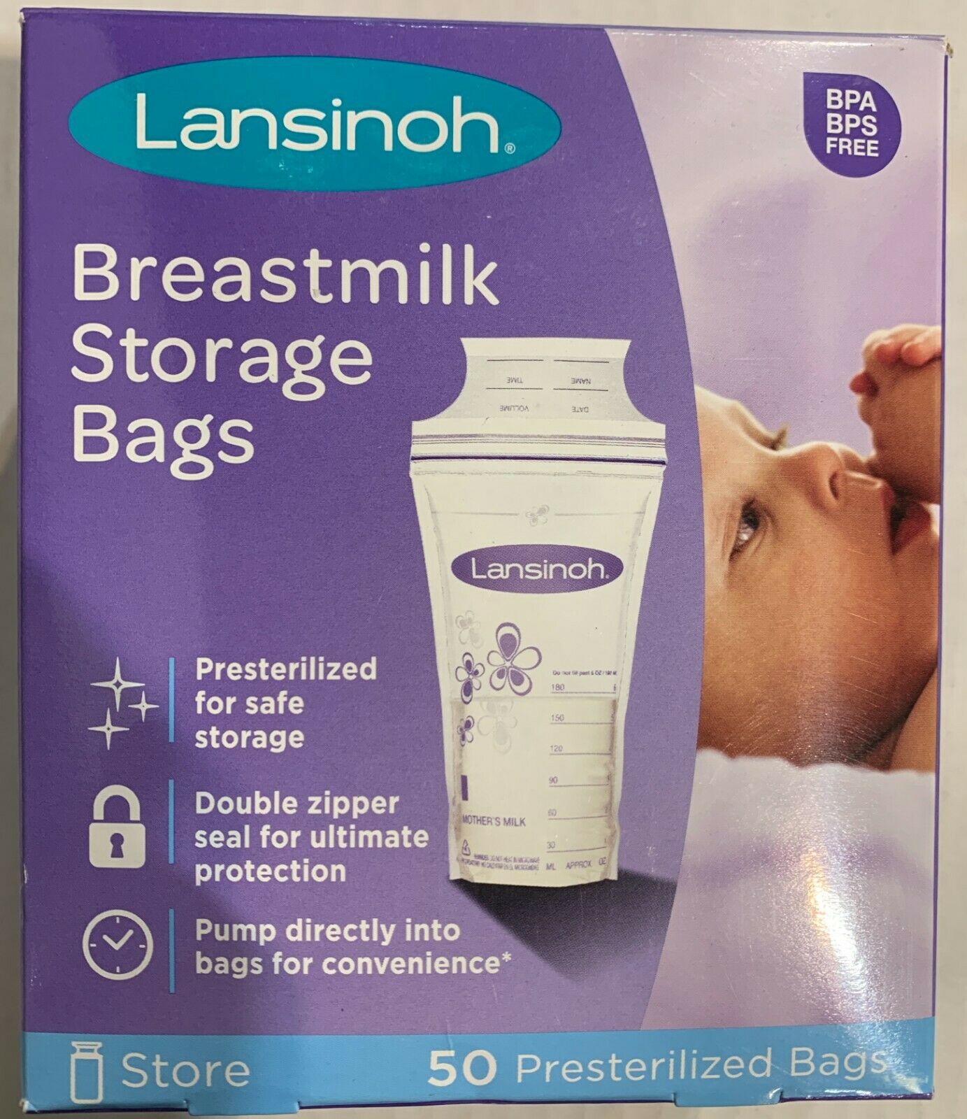 Lansinoh Breastmilk Storage Bags Pump Directly Into Bags  Pack Bpa Free New 50ct