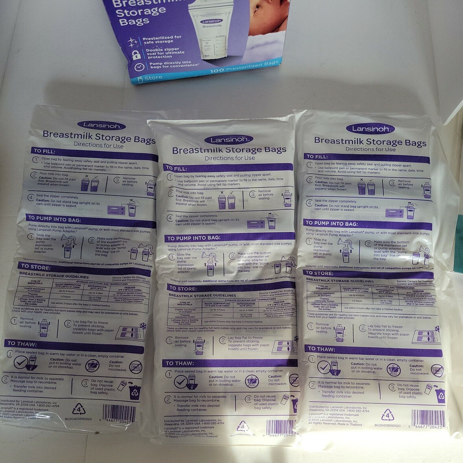 Lansinoh 75pc Pre-sterilized Breastmilk Freezer Storage Bags Bpa/bps Free