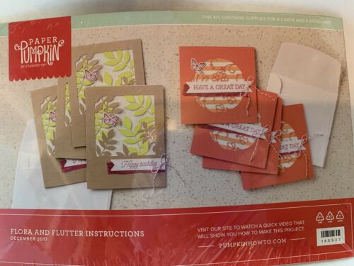 Stampin Up Paper Pumpkin Flora & Flutter Dec 2017 Kit No Stamps No Ink 8 Cards