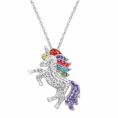Crystaluxe Unicorn Pendant With Crystals In Sterling Silver