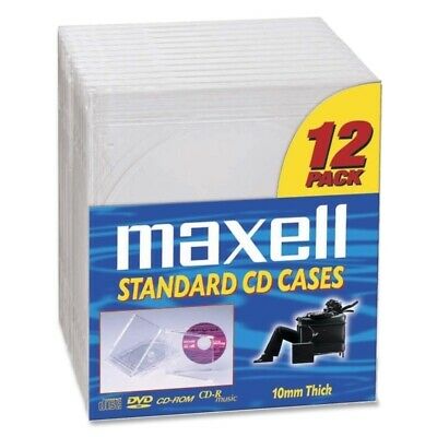 Maxell Cd/dvd Clear Plastic Jewel Cases Cd-360 - 12 Cd/dvd