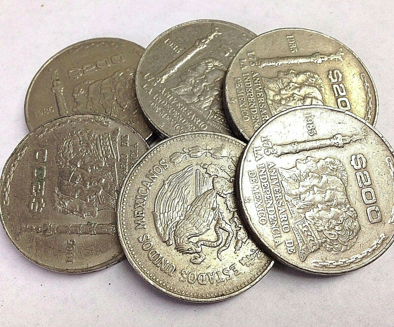 1985 Mexico $200 Pesos, 175th Anniversary Of Independence Commemorative Coin