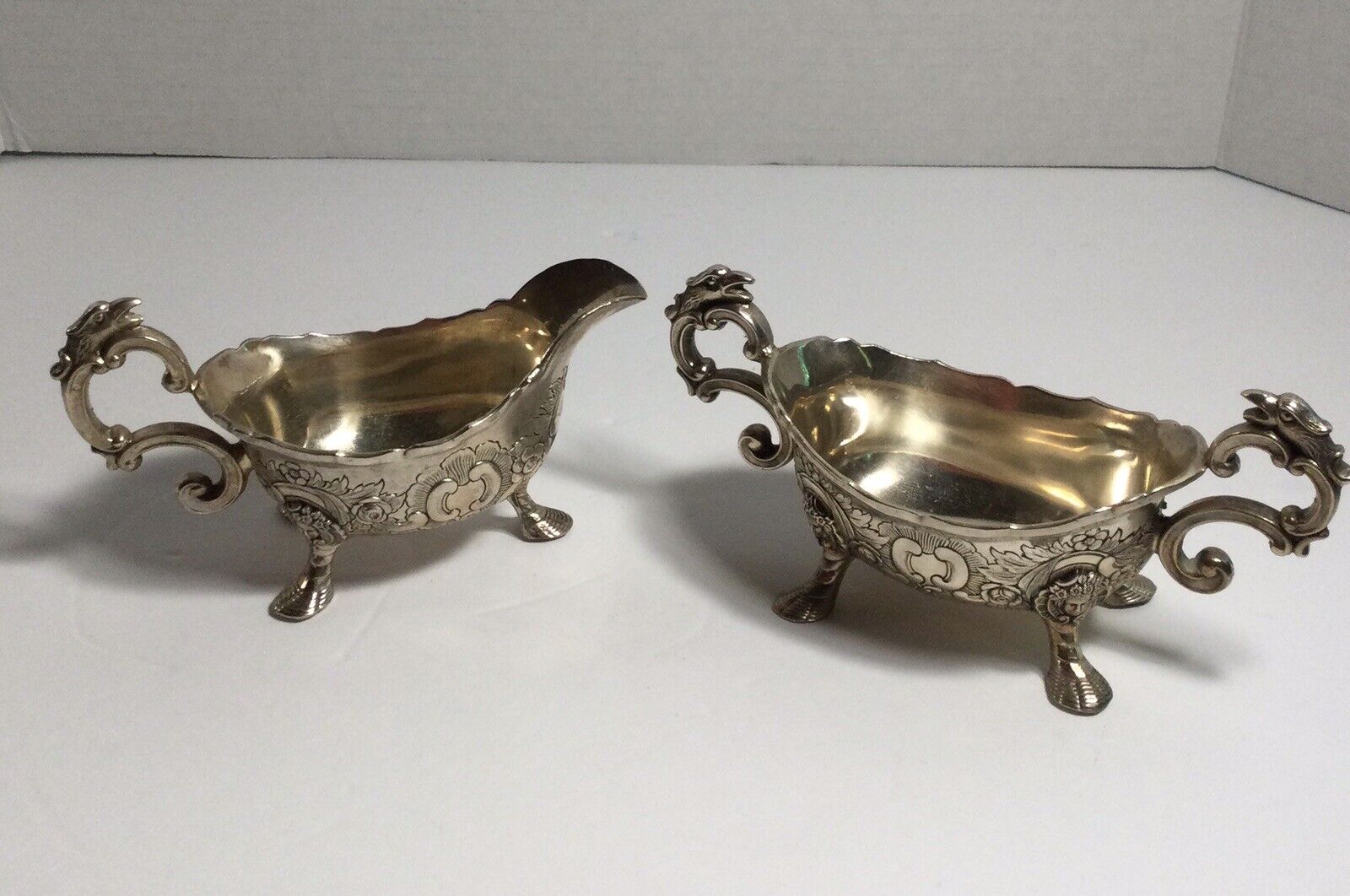 Vintage Repousse Corbell & Co Silver Plate Cream & Sugar Griffin /eagle Handles
