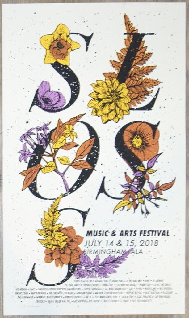 2018 Chris Stapleton & Arcade Fire Sloss Fest Concert Poster A/p By Andy Vastagh