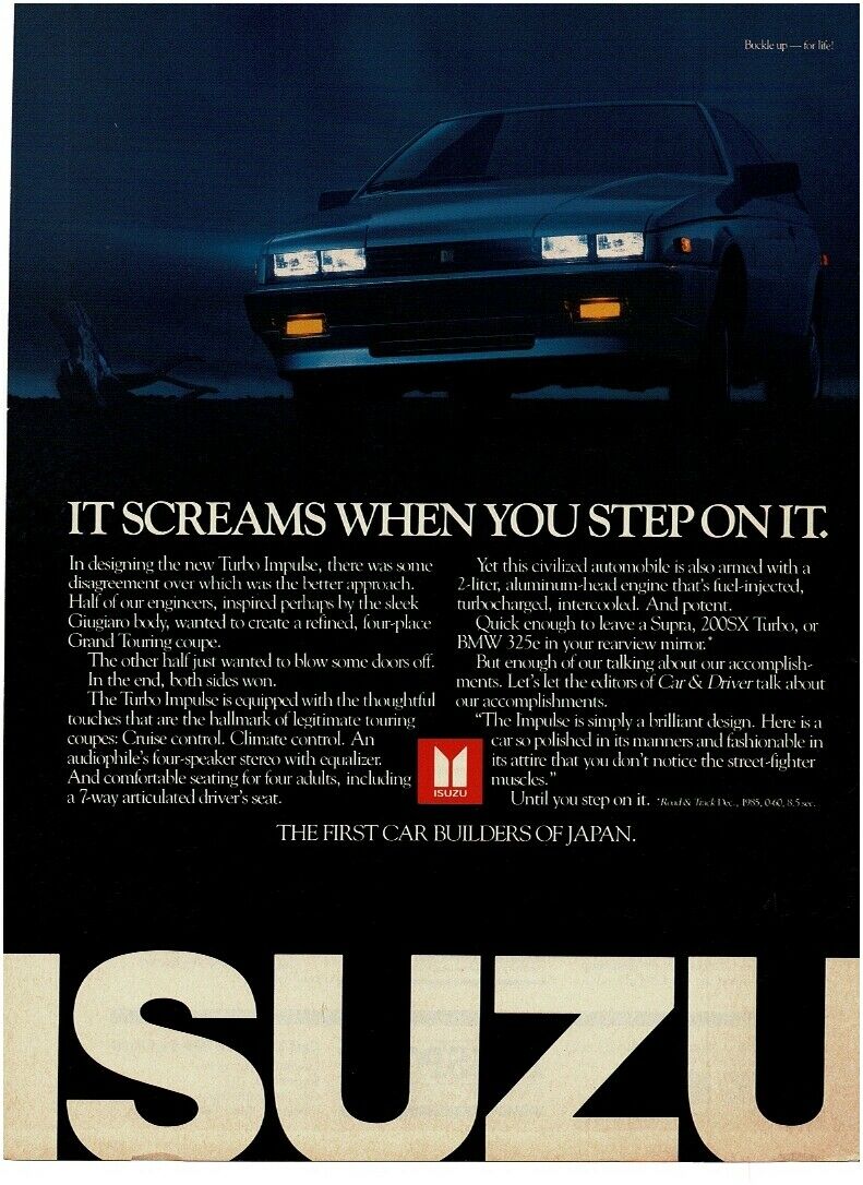 1986 Isuzu Impulse Turbo Vintage Print Ad