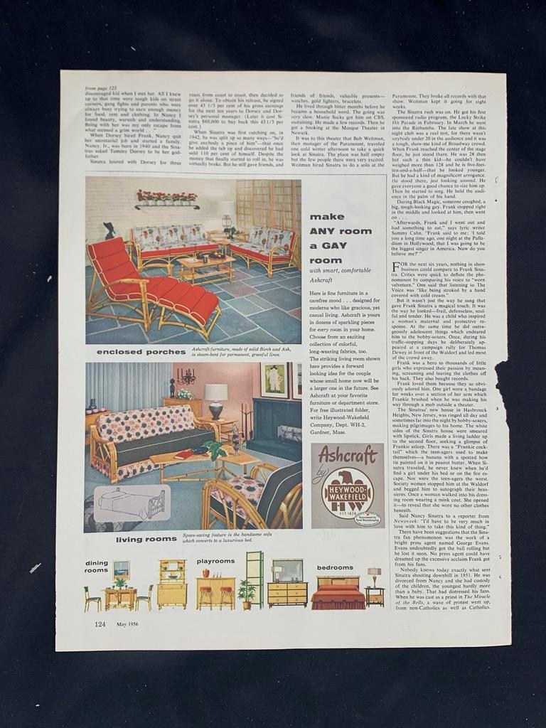 Magazine Ad* - 1956 - Heywood-wakefield Furniture - Ashcraft -mid Century Modern