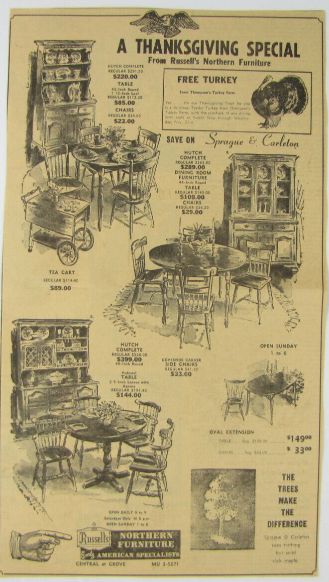 Vintage 1966 Sprague & Carleton Furniture Newspaper Print Ad
