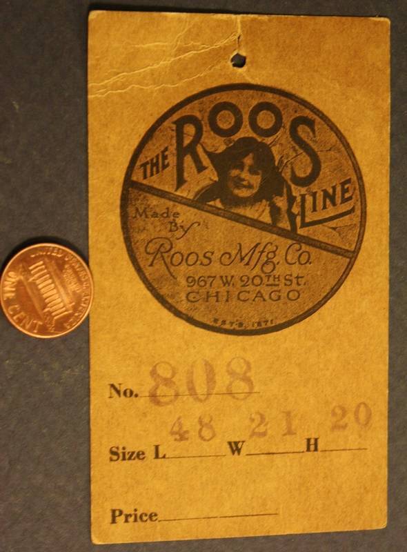 1900-10s Chicago Illinois The Roos Manufacturing Cedar Wood Chest Tag-vintage!