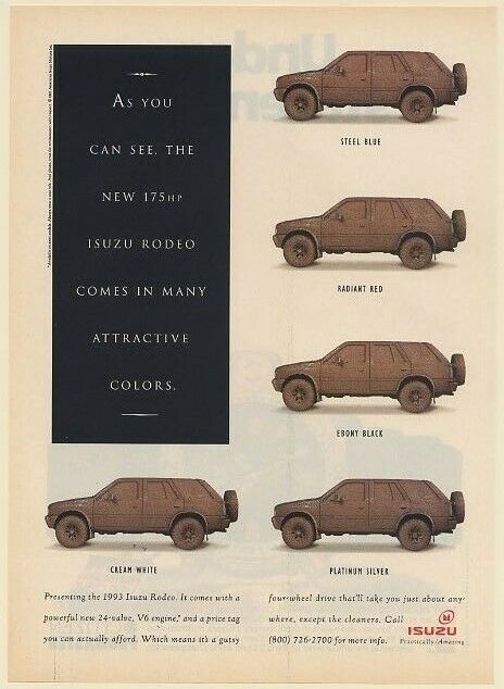 1993 Isuzu Rodeo Comes In Many Attractive Colors Print Ad