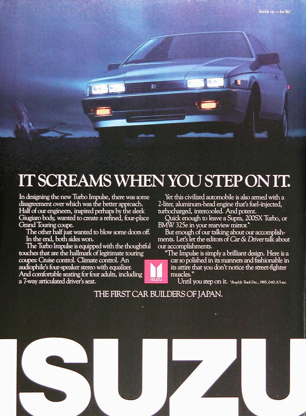 1986 Isuzu Impulse Turbo Genuine Vintage Ad ~ Giugiato Body ~ Free Shipping!