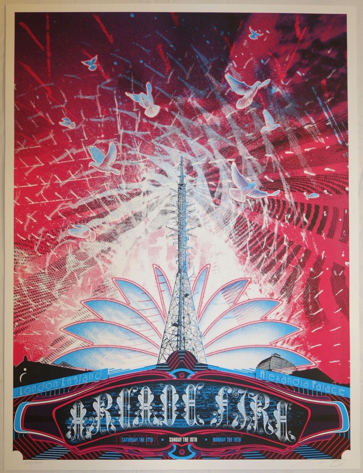 2007 The Arcade Fire - London Ii Silkscreen Concert Poster S/n By Burlesque