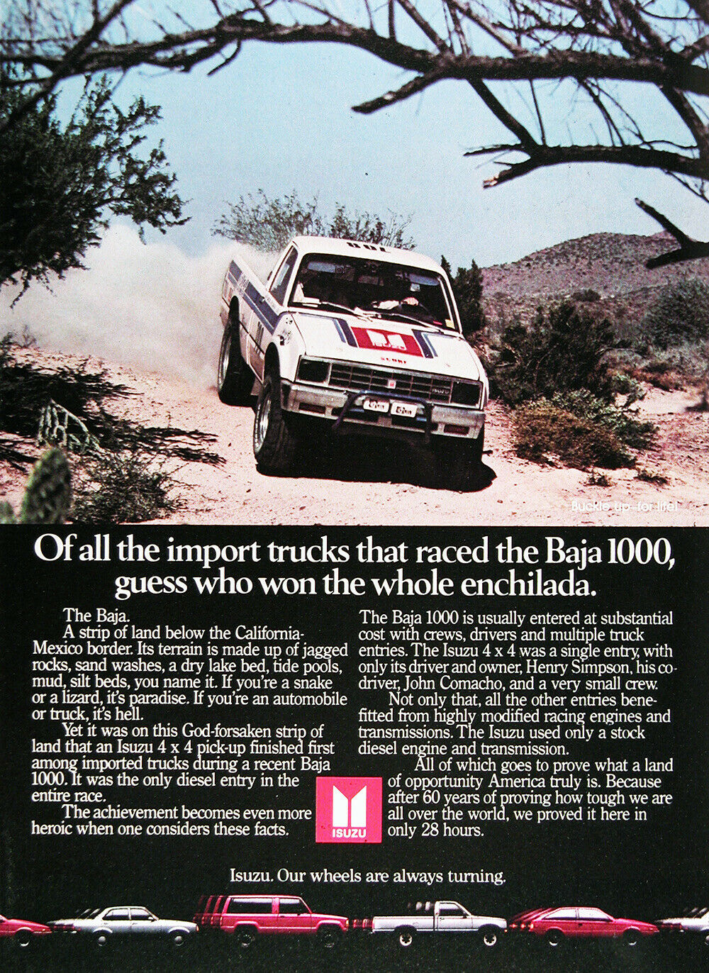 1984 Isuzu Pickup Genuine Vintage Ad ~ Baja 1000 Winner ~ Free Shipping!