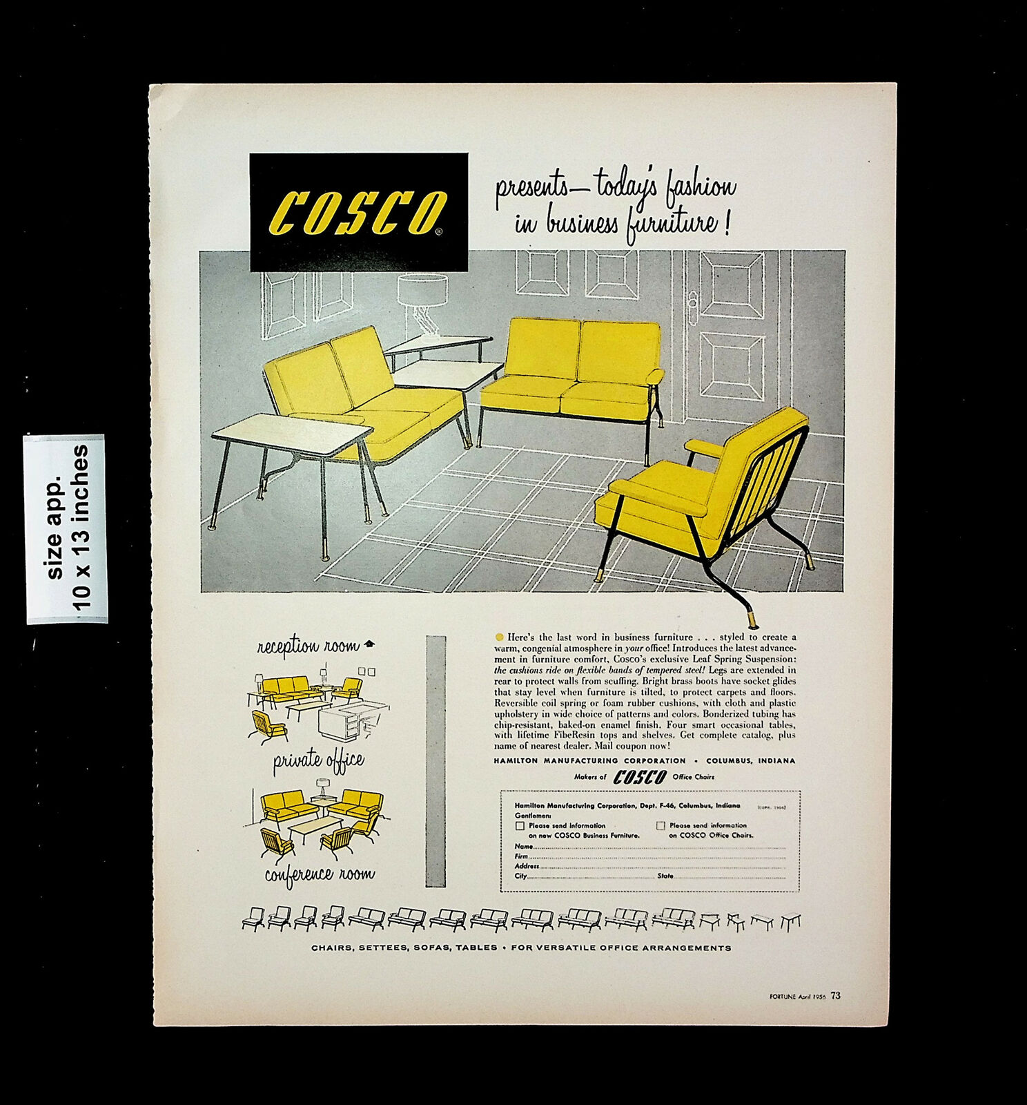 1956 Cosco Business Furniture Yellow Vintage Print Ad 26778